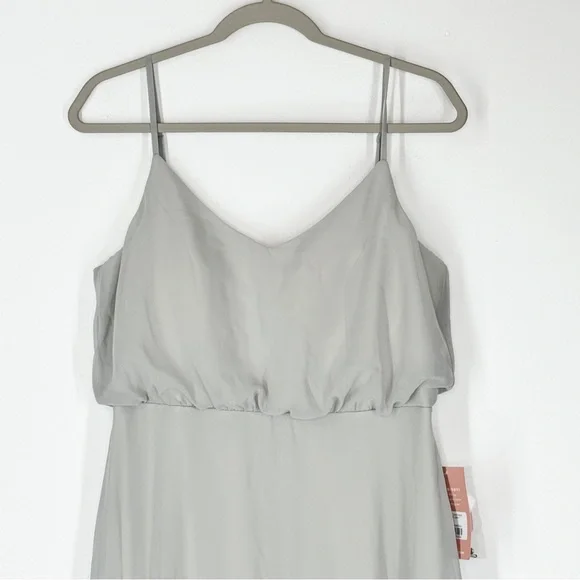 NWT Birdy Grey Gwennie Dove Gray Chiffon Dress Women’s Size Large - Picture 3 of 15